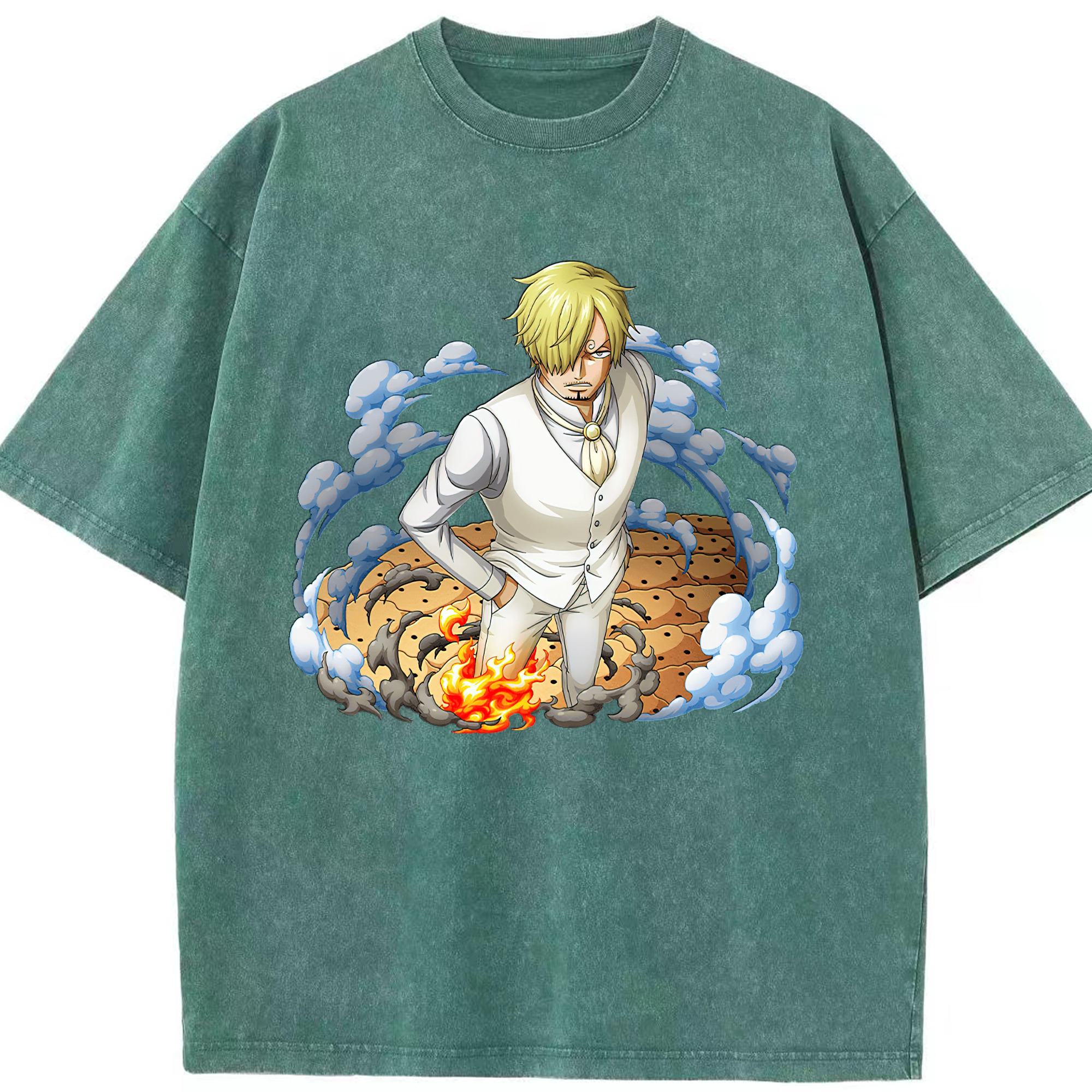ワンピース サンジ ONE PIECE Sanji 綿100% ヴィンテージ風 半袖Tシャツ（フロントプリント）